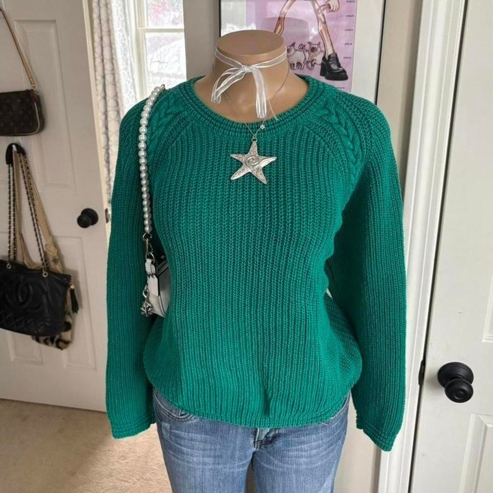 Vintage 2000s minimalist fairy Green Knit Sweater